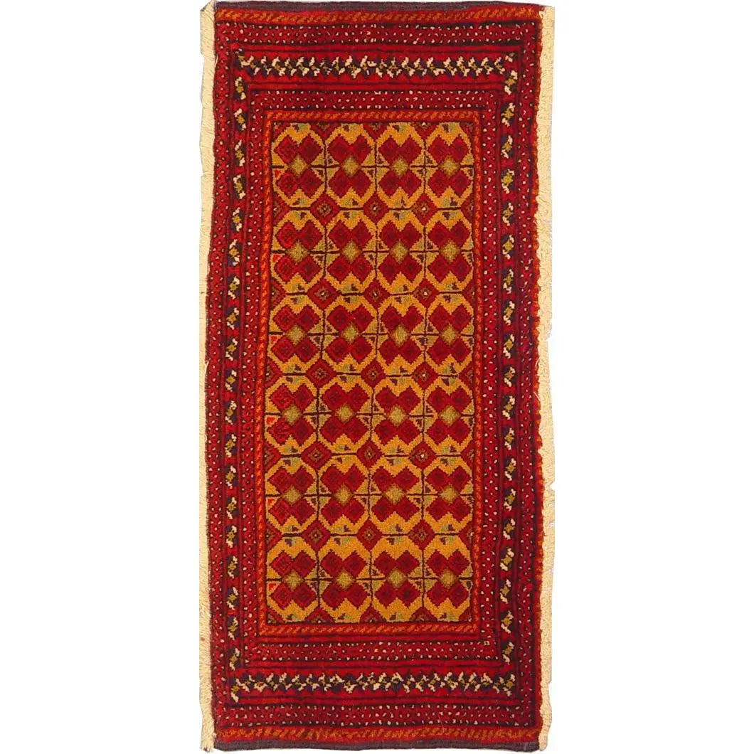 One Of The Kind Persian Turkman Rug 3'9" x 1'4"